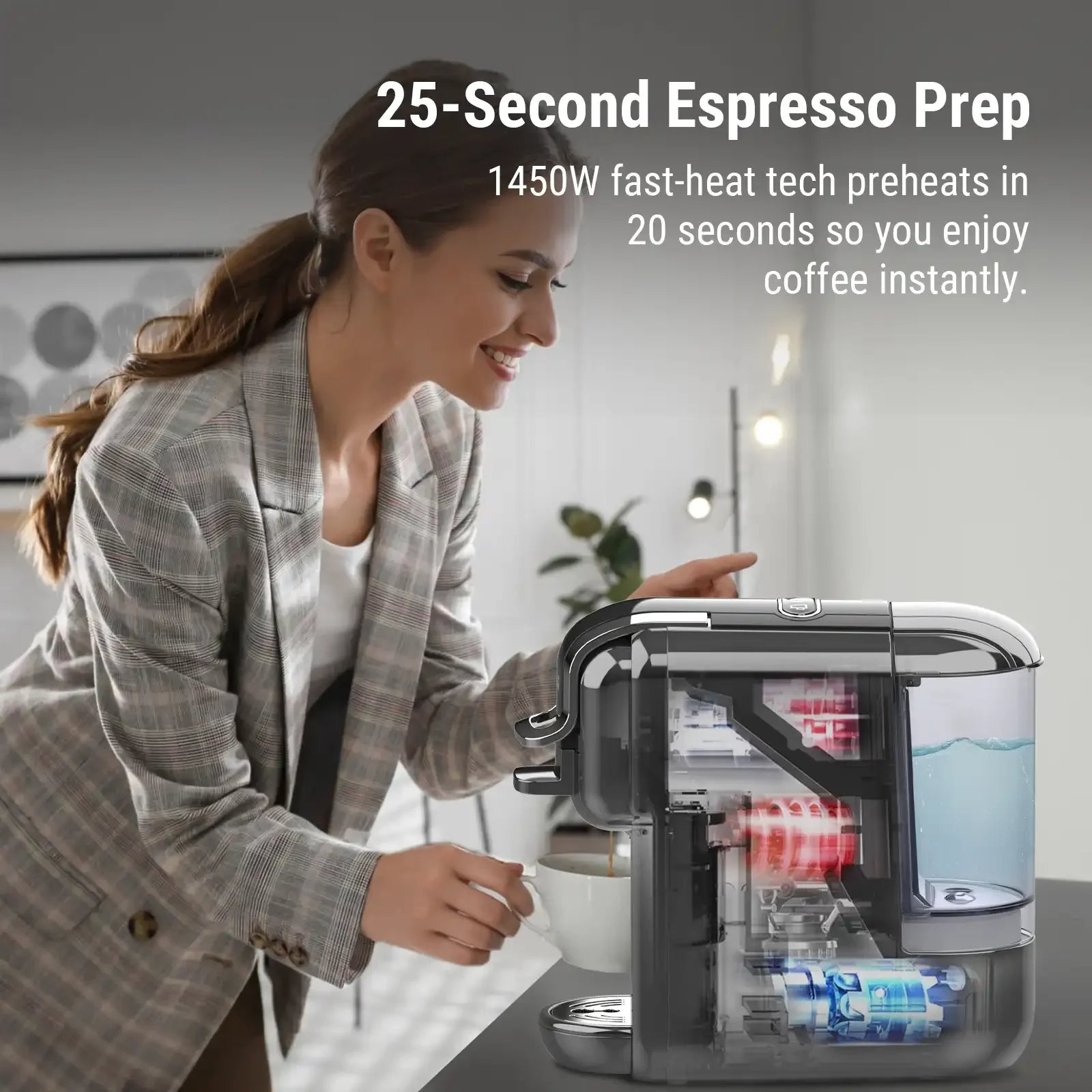 Espresso Maker for Nespresso Capsule & Coffee Powder