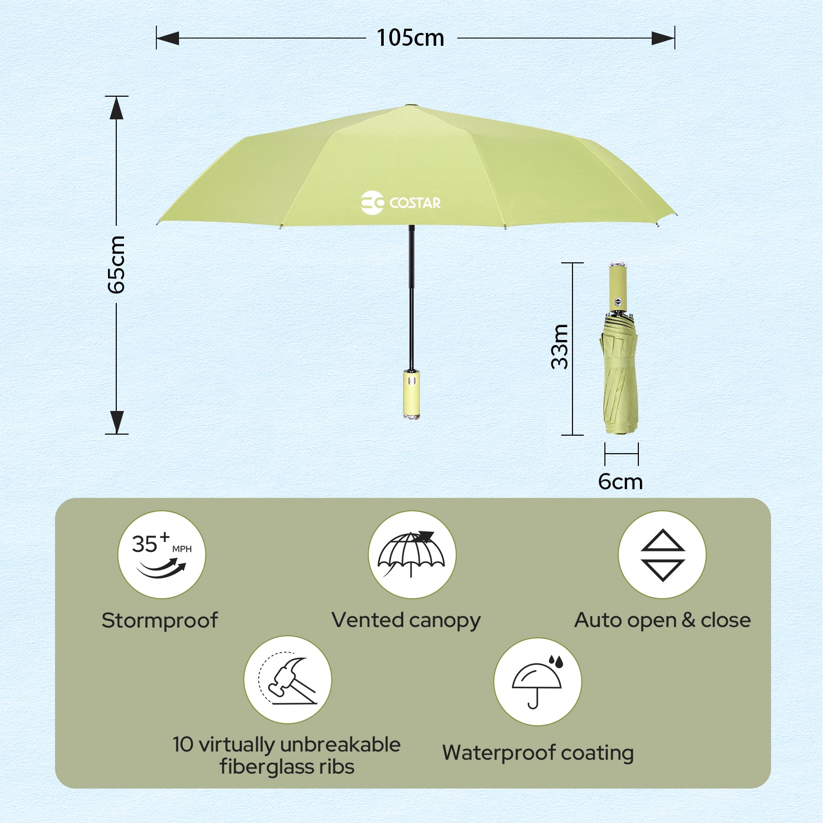 Foldable Umbrella with Light