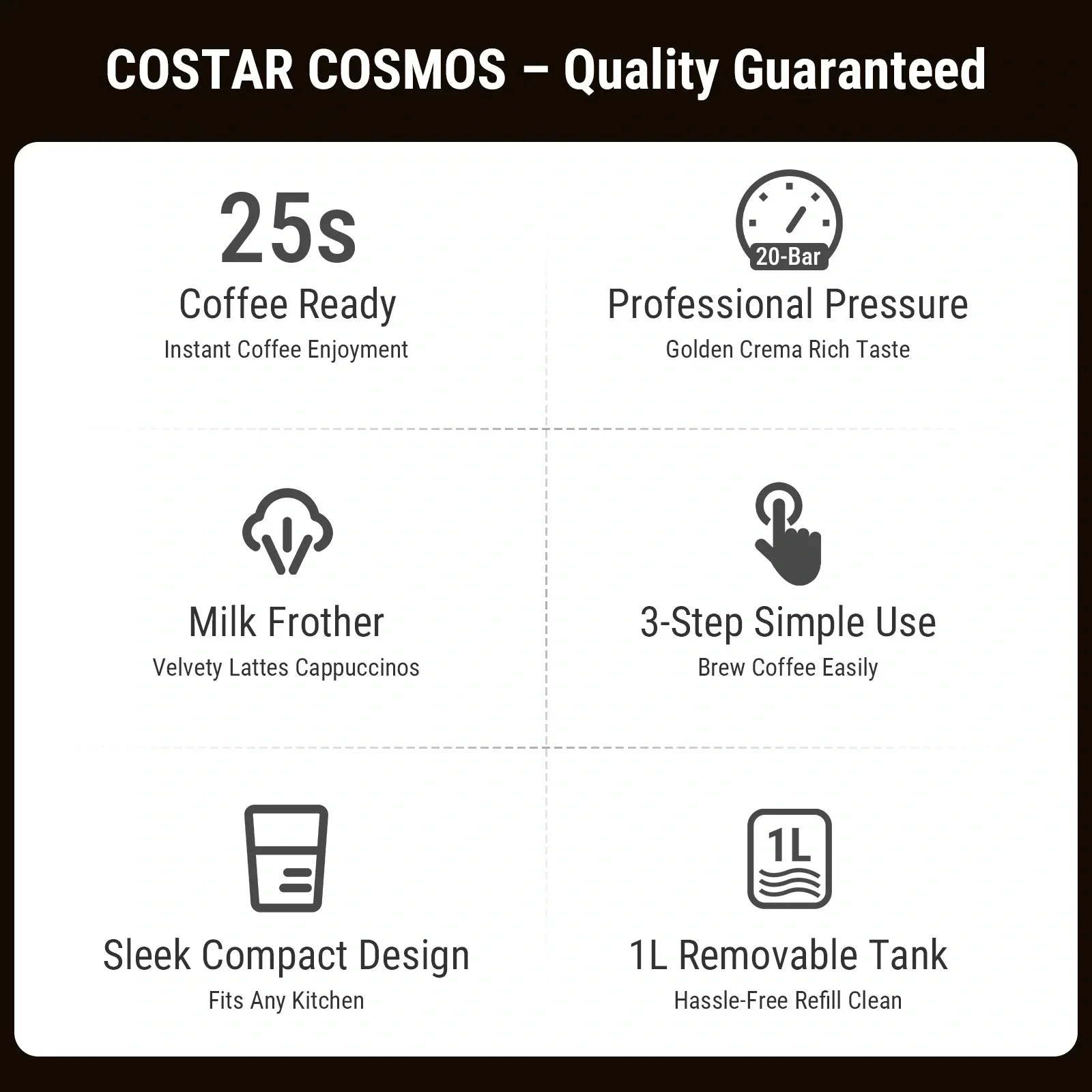 20 Bar Espresso Coffee Machine (for Powder & Capsule)