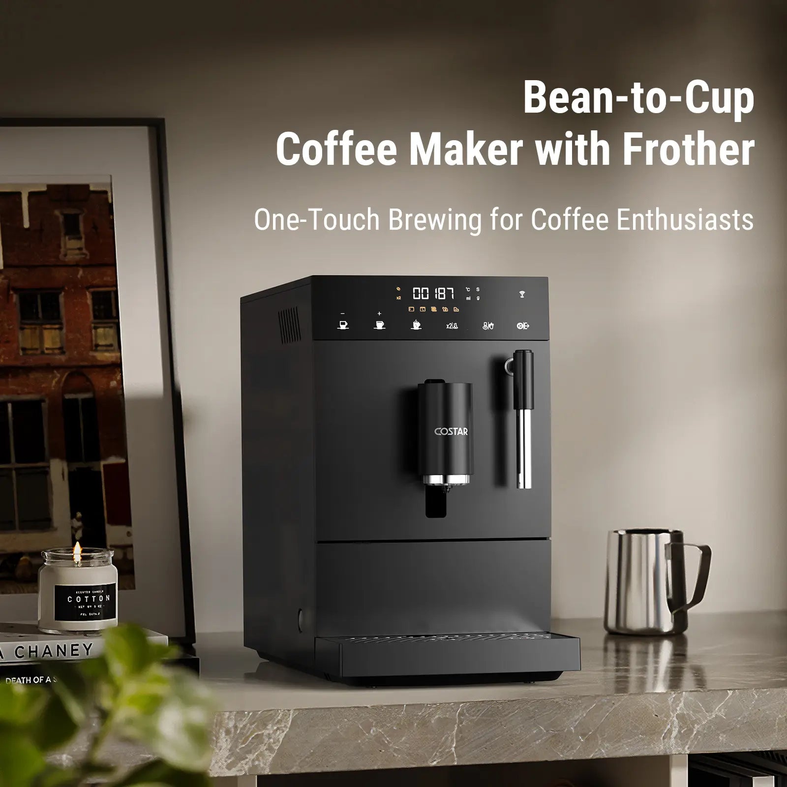 Fully Automatic Bean-to-Cup Espresso Coffee Machine With Milk Frother