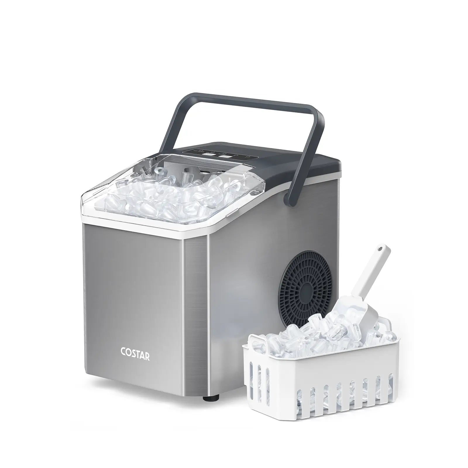 Stainless Steel Countertop Ice Maker Machine with Self-Cleaning