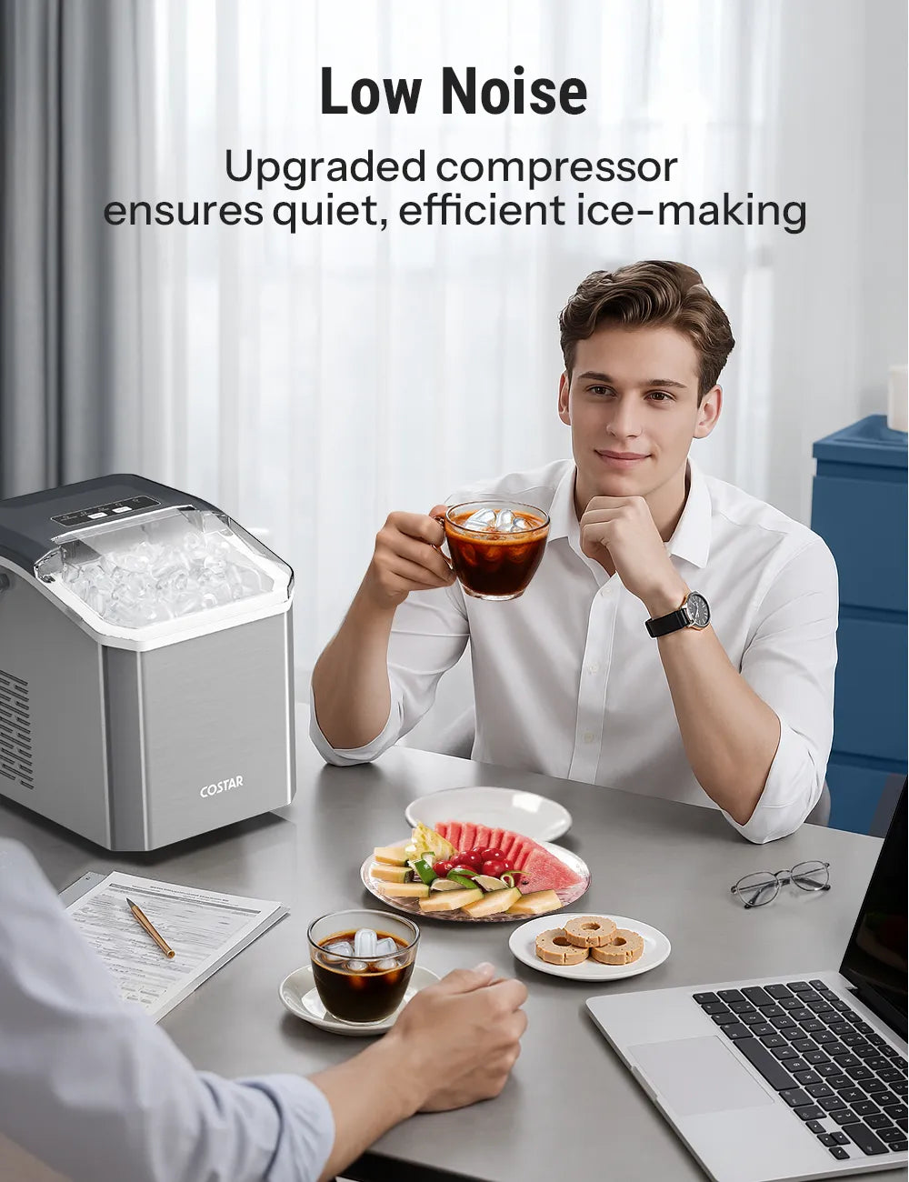 Stainless Steel Countertop Ice Maker Machine with Self-Cleaning