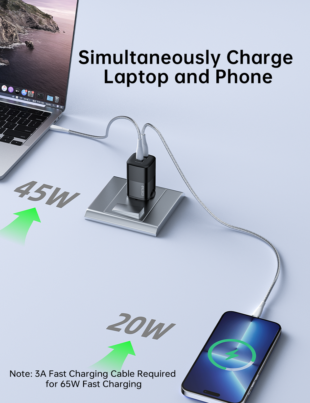 65W GaN Dual Port Fast Charger