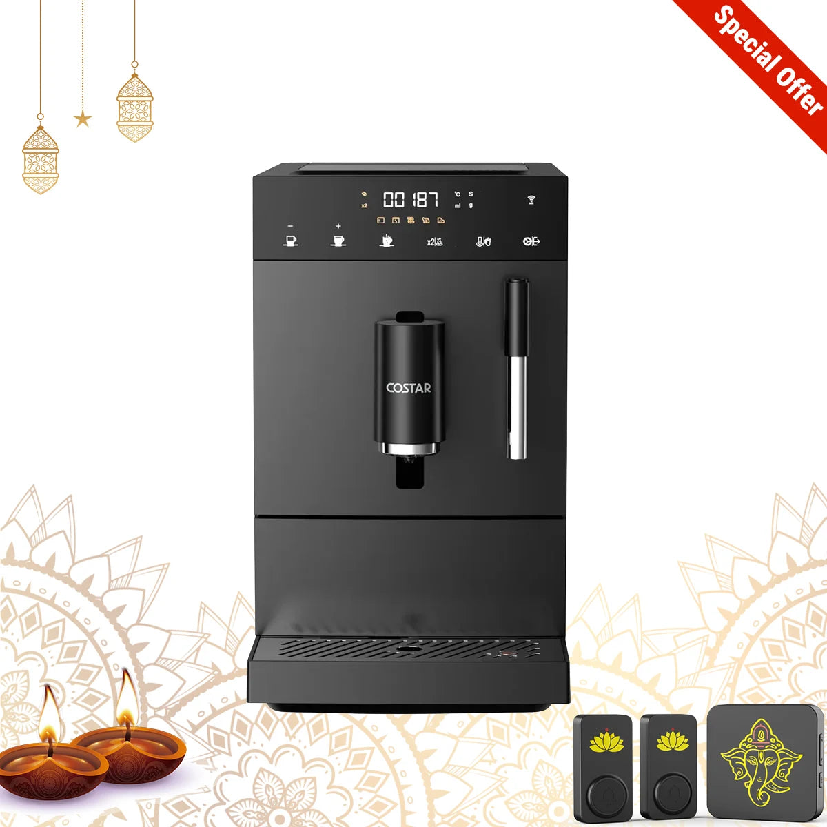 Fully Automatic Bean-to-Cup Espresso Coffee Machine With Milk Frother